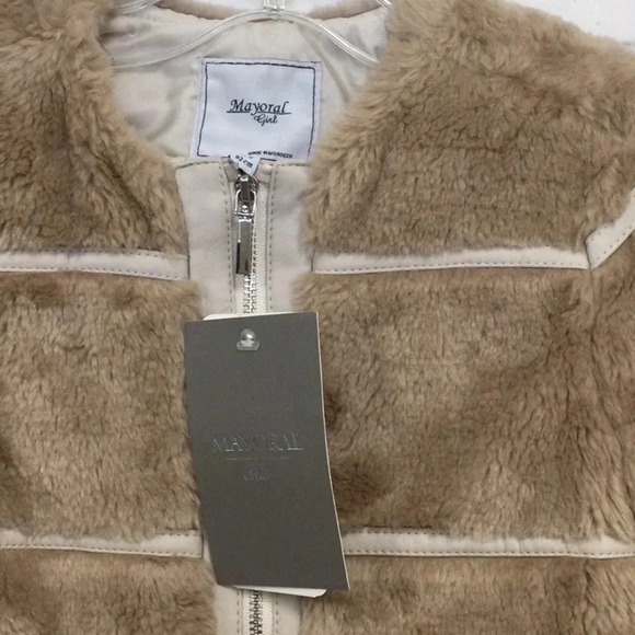 NWT Mayoral Girl 2T Zip Faux Fur Brown Jacket - Picture 3 of 5